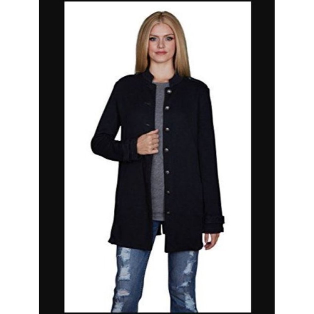 Velvet Graham & Spencer Evalyn Black French Terry Military Jacket Size XS Blazer
